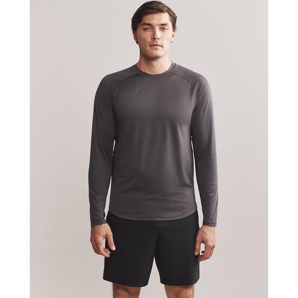 Rhone Atmosphere Long Sleeve Shirt Grey Active Gym Performance Running Men Small
